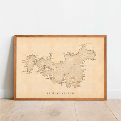 Waiheke Island Map - A2 Art Print